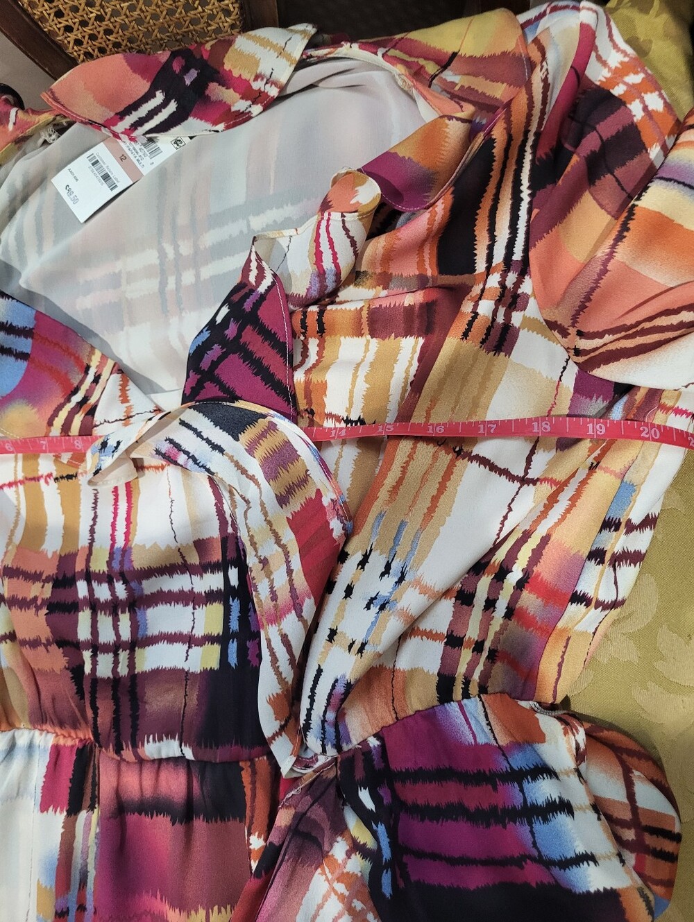 International Concepts Plaid Ruffle Faux Wrap Dress - Picture 4 of 9